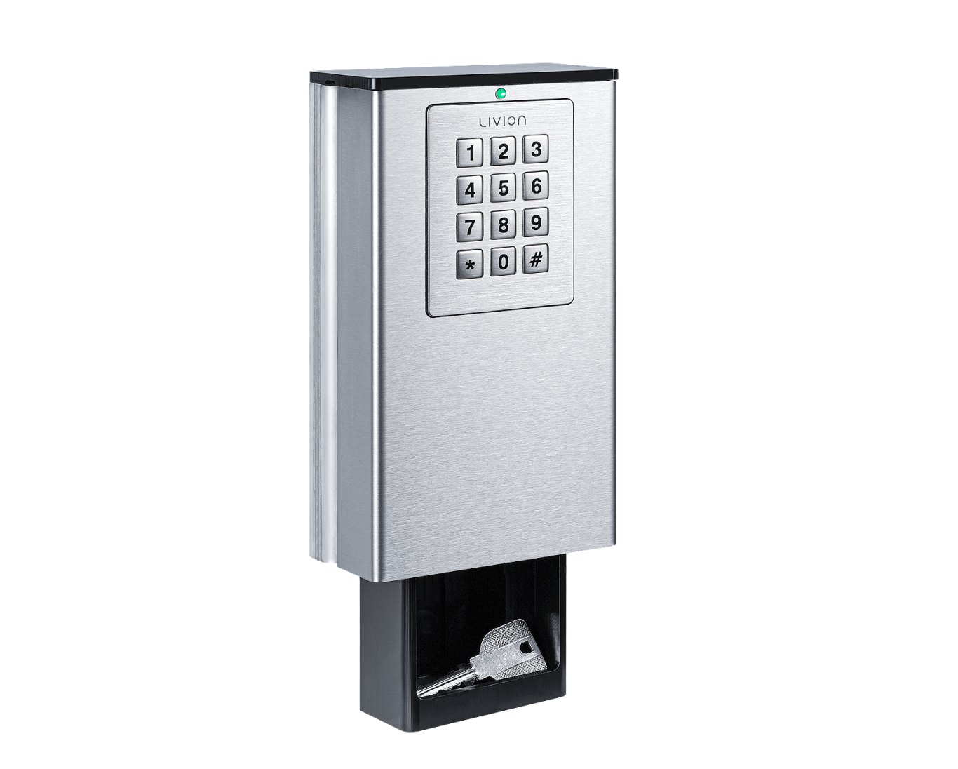 Sichere Schlüsselbox mit Zahlenschloss und Ablage für einen Schlüssel.